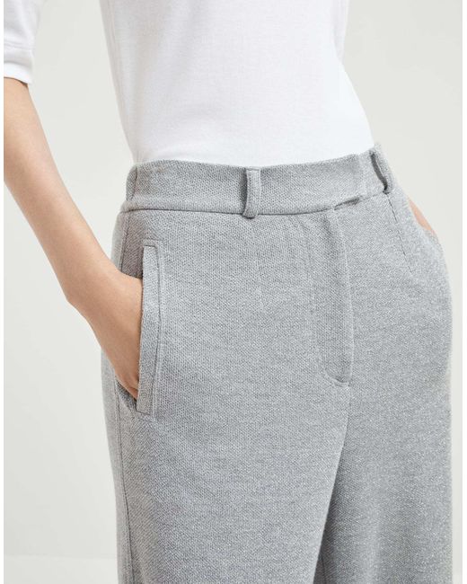 Brunello Cucinelli Gray Wide-Leg Jersey Trousers