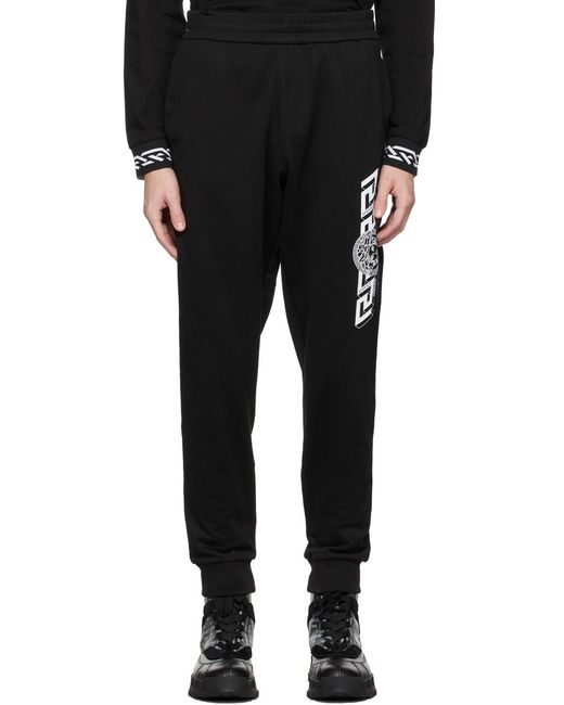 Versace Black Greca Detailed Jersey Knitted Track Pants for men