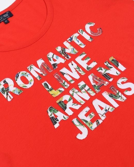 Armani Jeans Red Round-Necked Logo T-Shirt