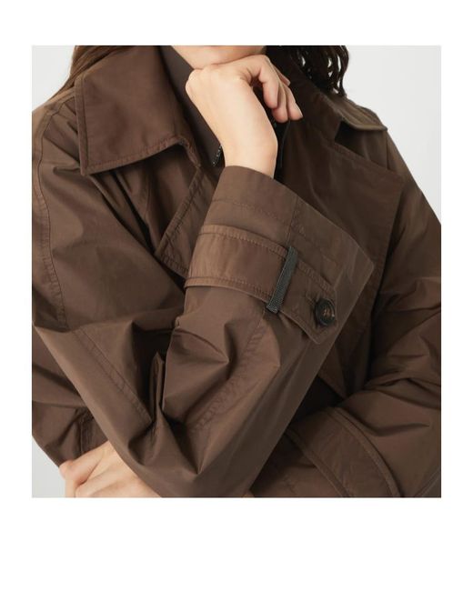 Brunello Cucinelli Brown Double-Breasted Belted Trench Coat