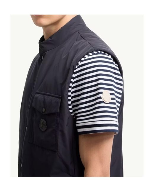 Moncler Blue Sahel Logo Patch Puffer Gilet for men