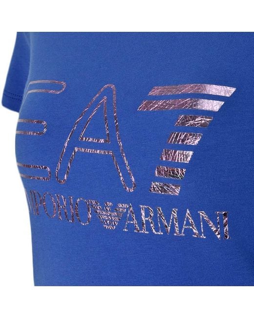 EA7 Blue Round-Necked Logo T-Shirt
