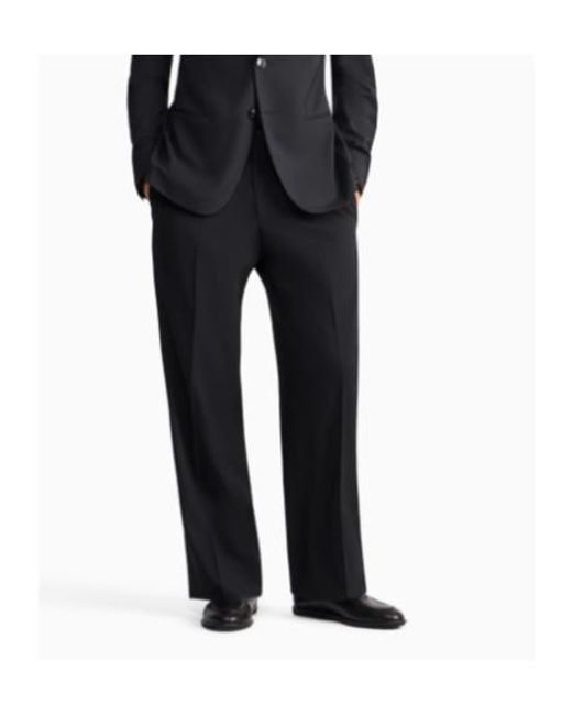 Giorgio Armani Black Pleated Wide-Leg Trousers for men