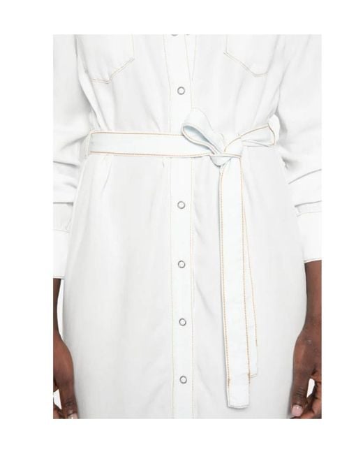 Patrizia Pepe White Logo-Detail Shirt Midi Dress