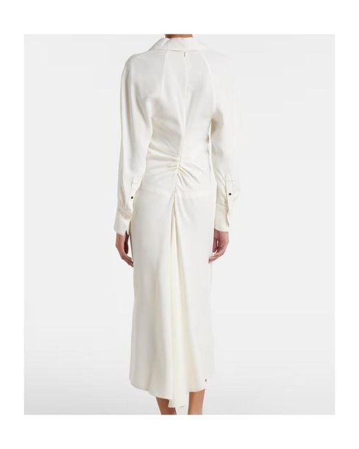 Victoria Beckham White Collared Long-Sleeved Dress
