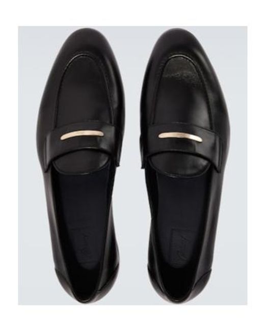 Brioni Black Appia Leather Penny Loafers for men