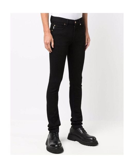Versace Black Logo Patch Slim-Fit Jeans for men