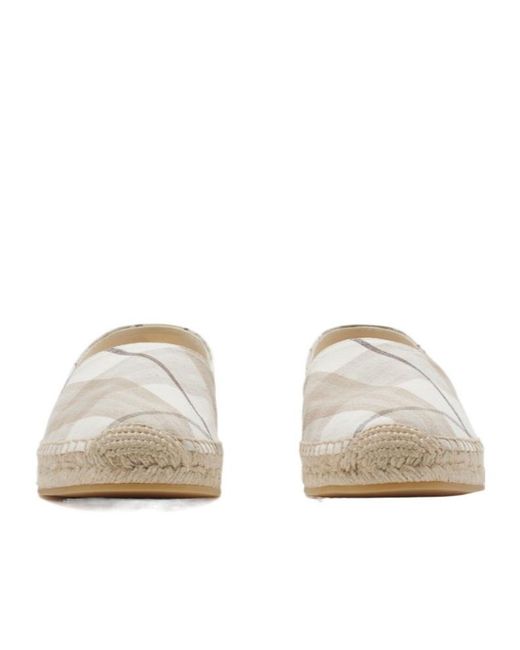 Burberry White Mews Checked Slip-On Espadrilles
