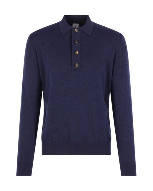 Eleventy Blue Long-Sleeved Buttoned Jumper for men