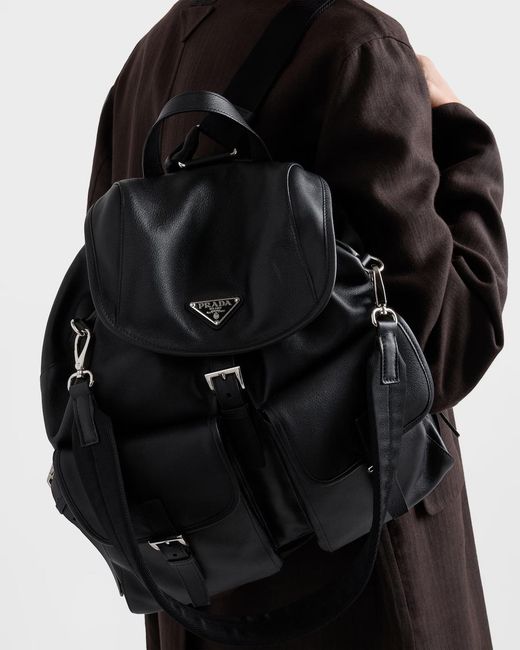 Prada Black Leather Backpack for men