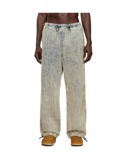 DIESEL Gray D-Martial Frayed-Detail Jeans for men