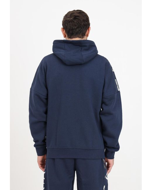 EA7 Blue Pull Rope Hooded Sweater for men