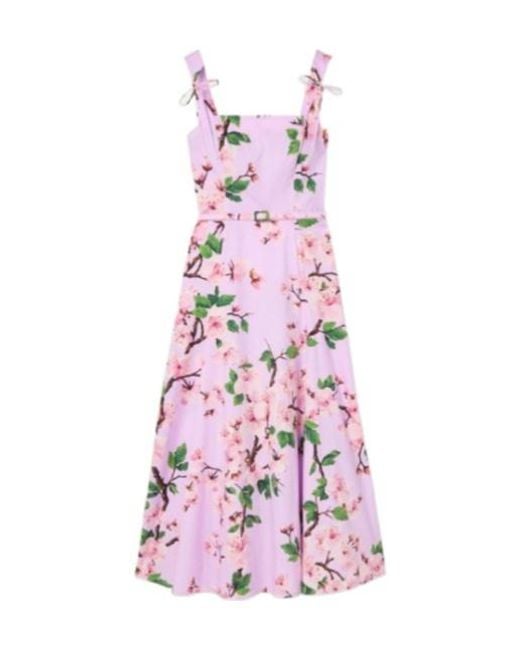 Oscar de la Renta Pink Mid-Length Dress With Bow Decoration