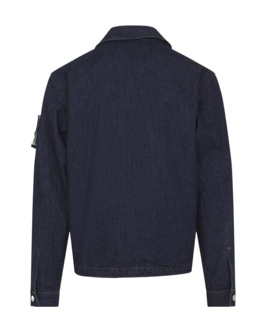 Stone Island Blue Logo Patch Denim Jacket for men