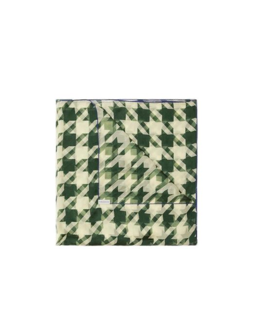 Burberry Green Houndstooth Silk Scarf for men