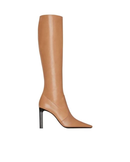 Saint Laurent White Francoise Pointed Toe Boots