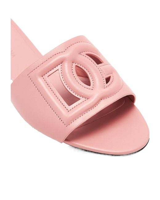 Dolce & Gabbana Pink Dg Logo Cut Out Slides