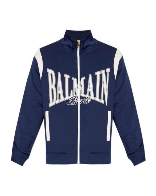 Balmain Blue College Zipped Tracksuit Jacket for men