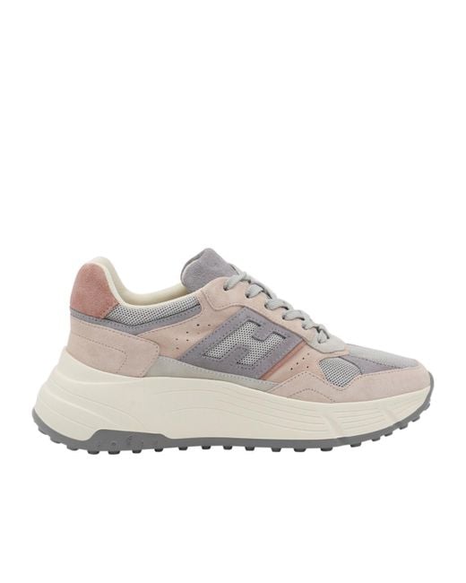Hogan Gray Panelled Lace-Up Sneakers