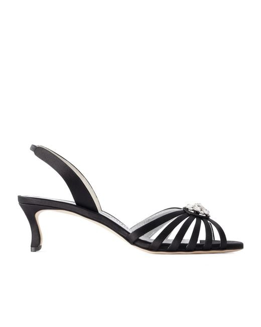 Manolo Blahnik Metallic Embellished Satin Sandals