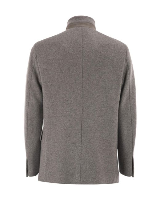 Fay Gray Herringbone Wool-Blend Caban Coat for men