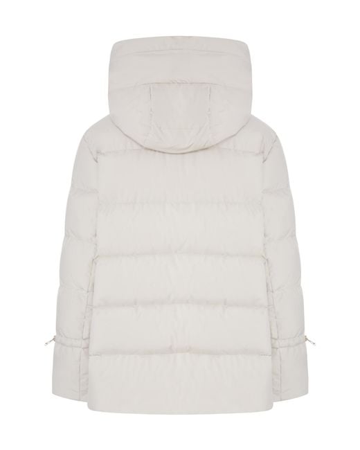 Moorer Gray Short Quilted Nylon Down Jacket With Hood