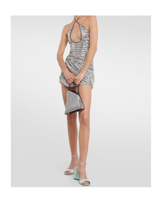 The Attico Gray Sunset Mini Crystal-Embellished Tote Bag