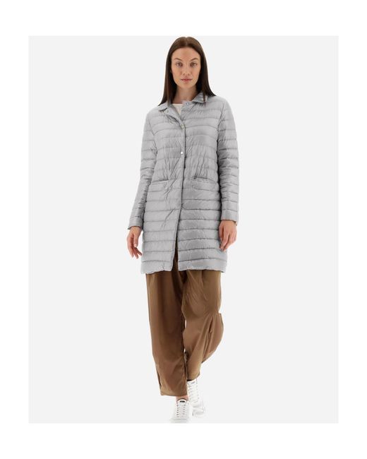 Herno Gray Padded Button-Up Coat