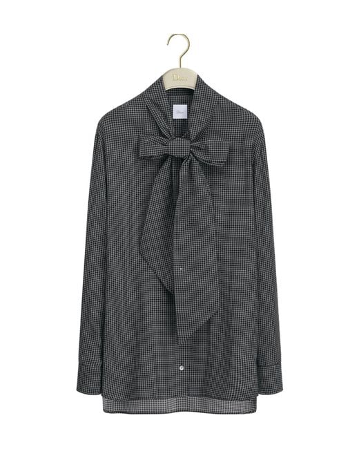Dior Gray Blouse With Bow Collar