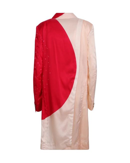 Pleats Please Issey Miyake Red Graphic Button-Up Coat