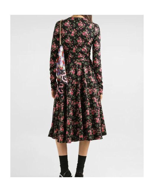 Dolce & Gabbana Black Floral Midi Dress