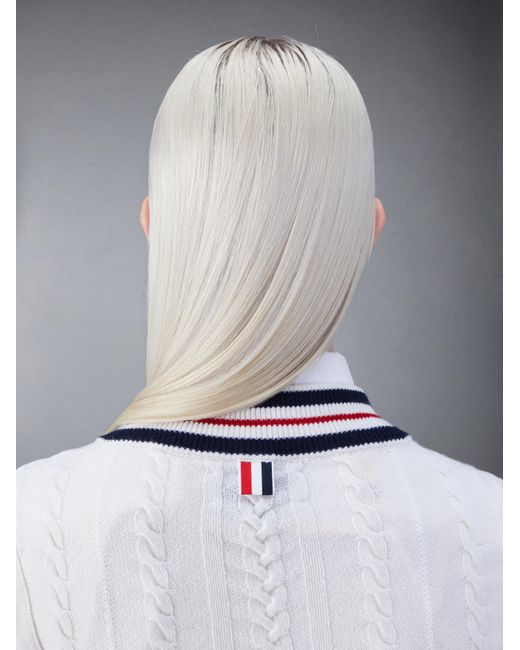 Thom Browne White Rwb-Stripe Cashmere Top