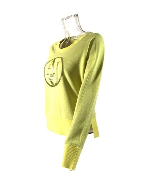 Armani Jeans Yellow Round-Neck Long-Sleeved Sweater