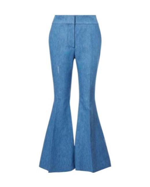 Gabriela Hearst Blue Marsh Cotton And Linen Flared Pants