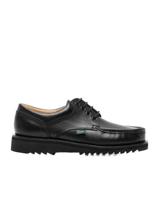 Paraboot Black Thiers Patent Leather Boat Shoes for men