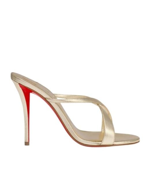 Christian Louboutin White Mulazee Crossover-Strap Heeled Sandals