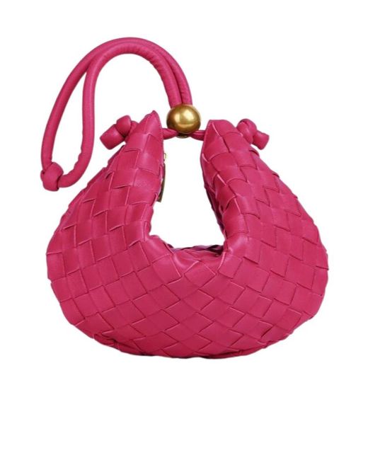 Bottega Veneta Pink Logo Woven Handbag