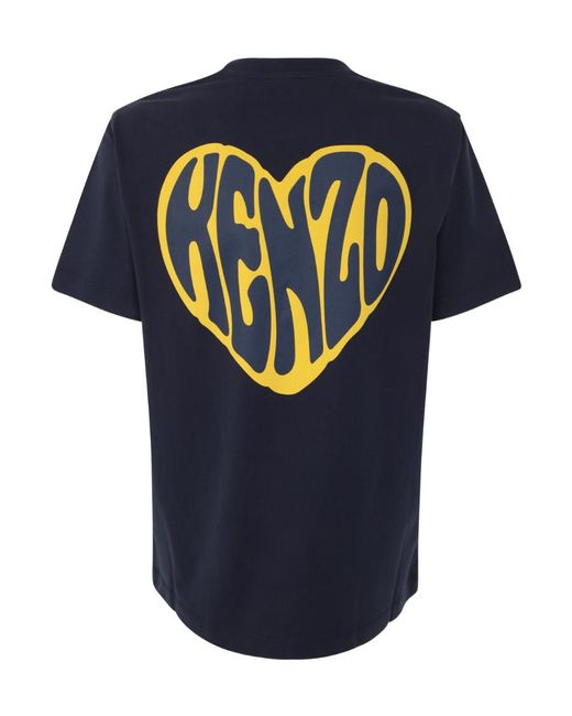 KENZO Blue Heart Printed Crewneck T-Shirt