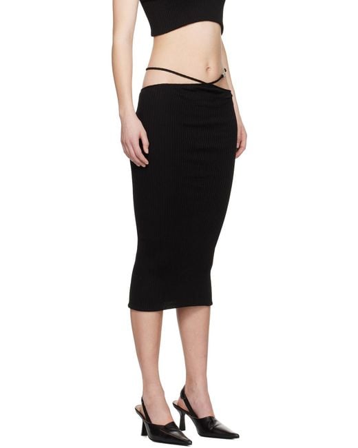 Amiri Black High-Waist Strap-Detailed Pencil Midi Skirt