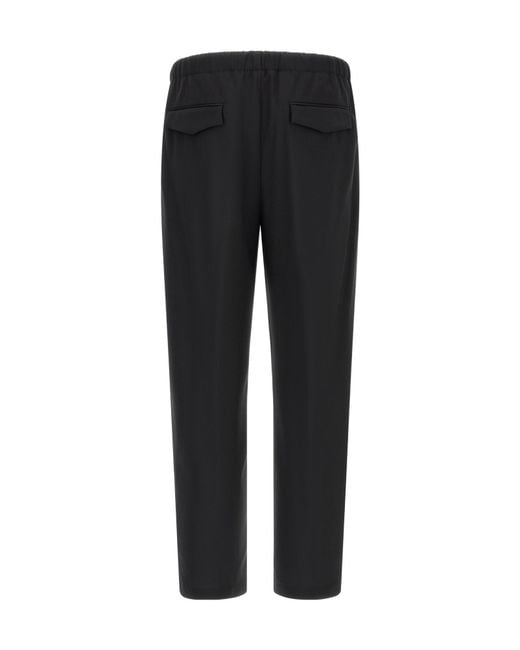 Lardini Black Elastic-Waist Straight-Leg Pants for men