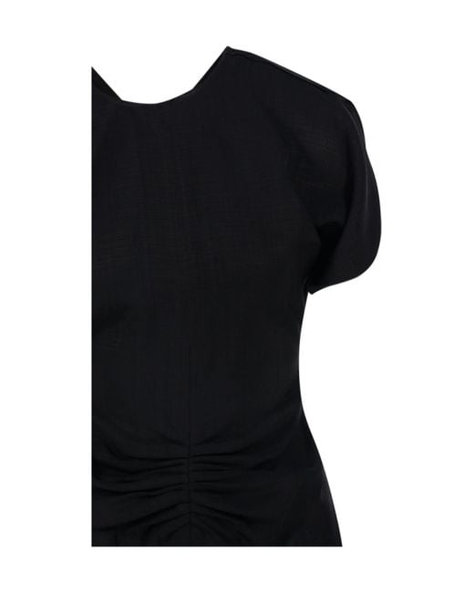 Victoria Beckham Black Gathered-Detail Mini Dress