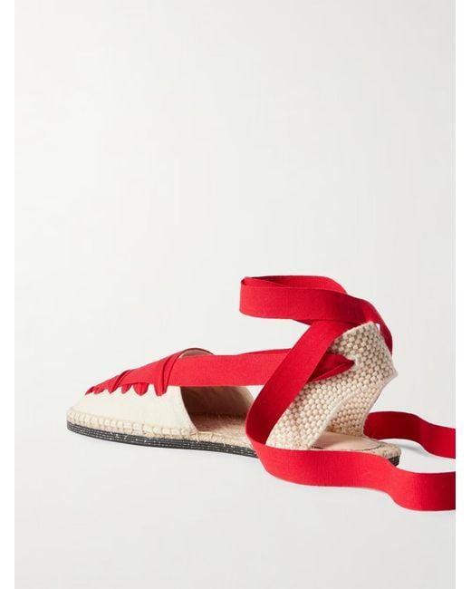 Loeffler Randall Red Lace-Up Canvas Espadrilles