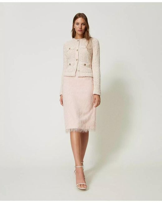 Twinset Pink Thread-Detail Skirt