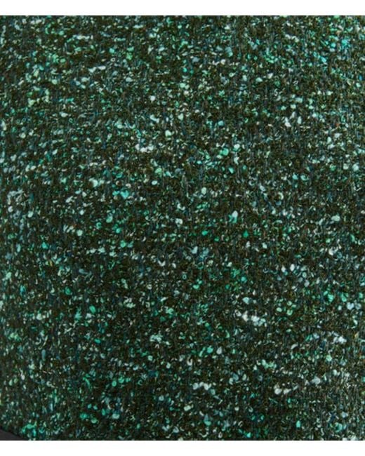 Erdem Green Tweed Belted Sleeveless Dress