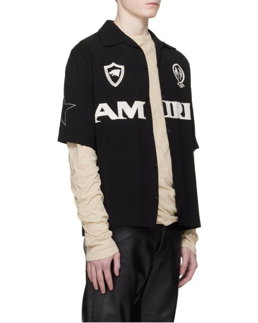 Amiri Black Sport Logo Camp Shirt for men
