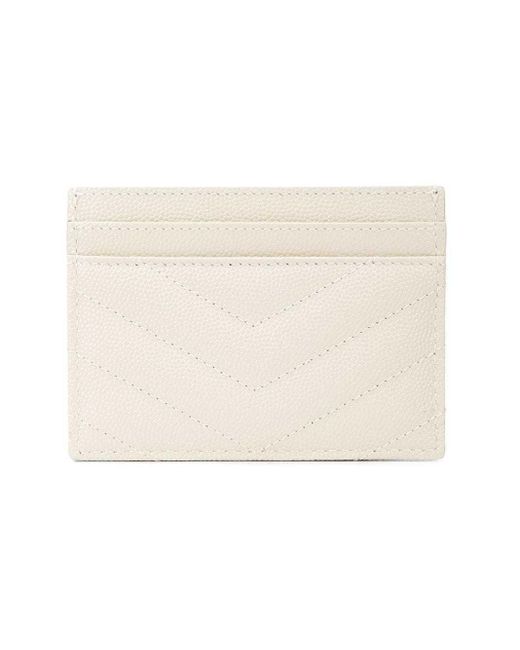 Saint Laurent White Cassandre Logo Plaque Card Case