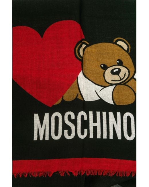 Moschino Red Teddy Bear Print Scarf for men
