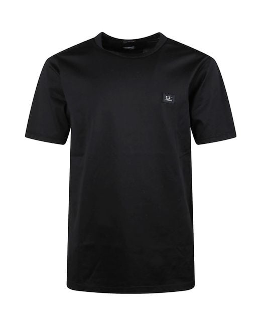 C P Company Black Logo Patch Crewneck T-Shirt for men