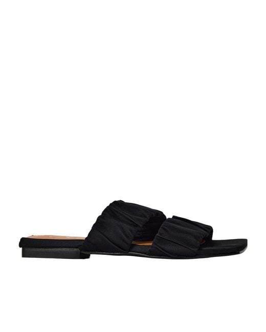 Ganni Black Wrinkled Slippers