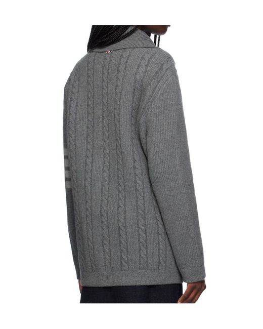 Thom Browne Blue Cable-Knit Bomber Jacket
